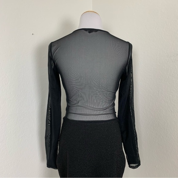 Express Shimmer Cut Out Bodycon Mesh Low Back Dress - Picture 16 of 17